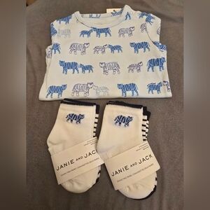 Janie and Jack Blue Zebra Pattern Bodysuit